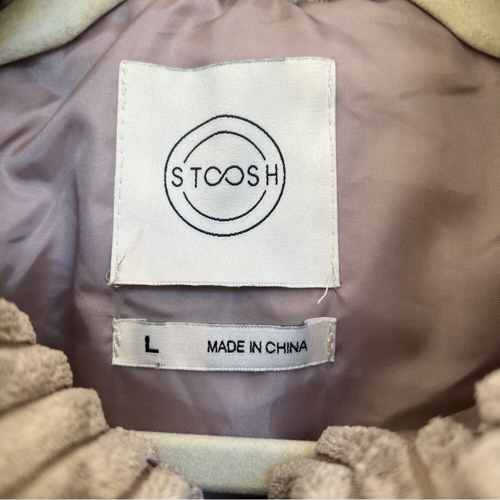 Stoosh Ribbed Cropped Puffer Vest Large Neutral Greige - Picture 2 of 4